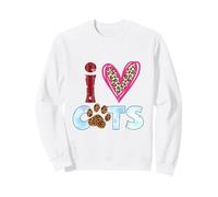 I Love Cats Leopard Print Paw Feline Lover Design Sweatshirt