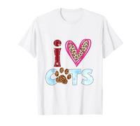 I Love Cats Leopard Print Paw Feline Lover Design T-Shirt