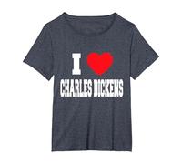 I Love Charles Dickens T-Shirt, Women's Plus, Heather Blue, 5X