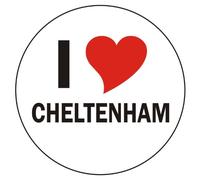 I love Cheltenham Sticker - 8 cm / 3,14" Diameter round - very nice