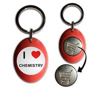 I Love Chemistry - Red Plastic Shopping Trolley £1 Coin Key Ring