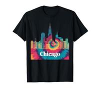 I Love Chicago Skyline Chicago City Tie Dye Chicago Souvenir T-Shirt