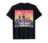 I Love Chicago Skyline Chicago City Tie Dye Chicago Souvenir T-Shirt