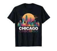 I Love Chicago Skyline Chicago City Tie Dye Chicago Souvenir T-Shirt