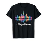 I Love Chicago Skyline Chicago City Tie Dye Chicago Souvenir T-Shirt