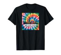 I Love Chicago Skyline Chicago City Tie Dye Chicago Souvenir T-Shirt