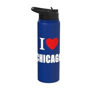 I Love Chicago Souvenir Memory Stainless Steel Insulated Water Bottle