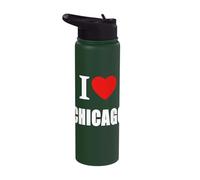 I Love Chicago Souvenir Memory Stainless Steel Insulated Water Bottle