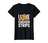 I Love Chicken Strips Enthusiast Value Graphic T-Shirt, Women, Black, S