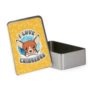 I love Chihuahua, Dog Lover Gift, Dog owner Gift, Metal Tin Storage Box, Biscuit, Chocolate,Tin, Emergency Stuff Tin. (Rectangular)
