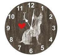 I Love Chihuahua Dog Wooden Wall Clock Weathered Chihuahua Dog Mom Wooden Wall Clocks Battery Operated 10 Inch Silent Vintage Home Decor for Home Kitchen Office School Bathroom Gifts for Dog Owner