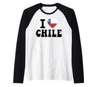 I Love Chile Heart Flag Retro Travel Souvenir Raglan Baseball Tee