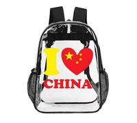 I Love China Funny Clear Backpack Waterproof Transparent Bag See Through Rucksack with Adjustable Straps