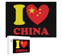 I Love China Funny Wooden Puzzle with Storage Box Adults Jigsaw Puzzles Challenge for Family Game Birthday Gift