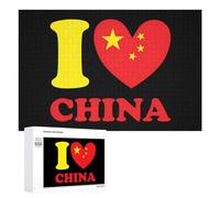 I Love China Funny Wooden Puzzle with Storage Box Adults Jigsaw Puzzles Challenge for Family Game Birthday Gift