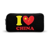 I Love China Large Capacity Pencil Case Zipper Office Storage Pouch Multifunctional Makeup Bag for Travel 22 * 12 * 5cm