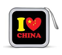 I Love China Portable CD Case 40 Capacity DVD Collection Holder Zipper Storage Wallet for Car Home Travel