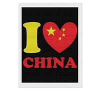 I Love China Shining Diamond Art Painting Kits for Adults Personalized Round Full Drill Paintings DIY Crafts Kit Home Decor 12"x16"