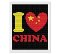 I Love China Shining Diamond Art Painting Kits for Adults Personalized Round Full Drill Paintings DIY Crafts Kit Home Decor 16"x20"