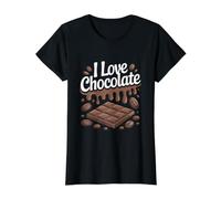 I Love Chocolate Cocoa Beans Dripping Bliss Value Graphic T-Shirt, Women, Black, M