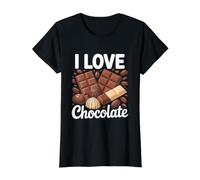 I Love Chocolate Sweet Confectionery Bliss Value Graphic T-Shirt, Women, Black, L