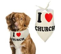 I Love Church Printed Dog Bandanas Adjustable Triangle Pet Scarf Washable Puppy Bibs Kerchief
