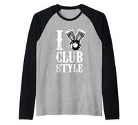 I Love Clubstyle Motorcycle Rider Retro Vintage Distressed Raglan Baseball Tee