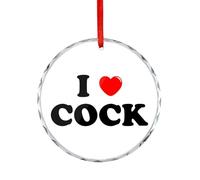 I Love Cock Crystal Glass Pedant Hanging Ornament Printed Gifts Decor for Xmas Tree Merry Christmas Wedding Anniversary
