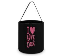 I Love Cock Hallowee Bucket Candy Bags Canva Tote Bag | Portable Reusable Easter Basket Tricking or Treating Party Handbags