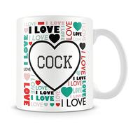 I Love Cock Mug (Personalised Mug - Add Photo) Customised Love-Heart Mosaic Design Gift