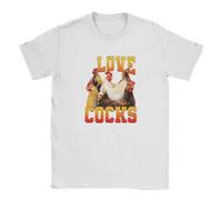 I Love Cock Printing Short Sleeves Top Funny Rooster T-Shirts Chicken Summer Cotton Outfit