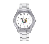 I Love Cock Quartz Wrist Watch Stainless Steel Watches for Men Women Easy to Read