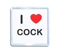 I Love Cock - Square Plastic Fridge Magnet