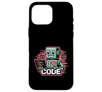 I Love Code Robot Funny Programming Case for iPhone 16 Pro Max