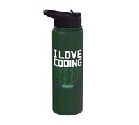 I Love Coding Binary Code Programmer Stainless Steel Insulated Water Bottle