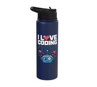 I Love Coding Circuitry Robot Art Stainless Steel Insulated Water Bottle