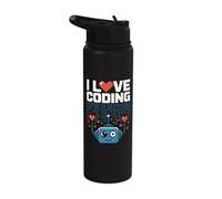 I Love Coding Circuitry Robot Art Stainless Steel Insulated Water Bottle