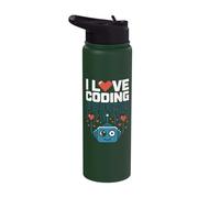 I Love Coding Circuitry Robot Art Stainless Steel Insulated Water Bottle