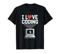 I Love Coding Computer Programmer Heart Value Graphic T-Shirt, Men, Black, XL