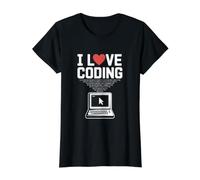 I Love Coding Computer Programmer Heart Value Graphic T-Shirt, Women, Black, XS
