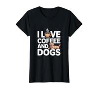 I Love Coffee and Dogs Passionate Connection Value Graphic T-Shirt, Women, Black, S