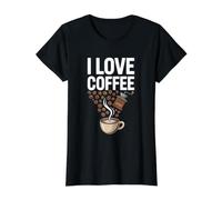 I Love Coffee Beans Grinder Mug Enthusiast Value Graphic T-Shirt, Women, Black, S