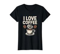 I Love Coffee Cup Beans Aroma Lovers Delight Value Graphic T-Shirt, Women, Black, L