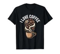 I Love Coffee Cup Beans Swirl Aroma Art Value Graphic T-Shirt, Men, Black, S