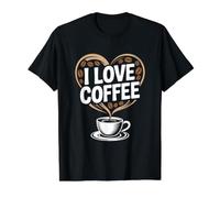 I Love Coffee Heart Beans Design Value Graphic T-Shirt, Men, Black, S