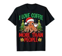I Love Coffee More Than People Xmas Lighting Tree Christmas T-Shirt