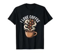 I Love Coffee Steam Beans Cup Art Value Graphic T-Shirt, Men, Black, M