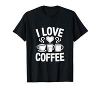 I Love Coffee Steamy Cups Heart Java Addict Value Graphic T-Shirt, Men, Black, S