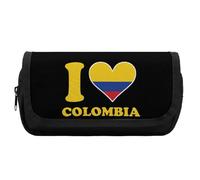 I Love Colombia Flag Cute Double Pencil Case Large Capacity Portable Pen Pouch with Zippered