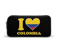 I Love Colombia Flag Cute Pencil Case Large Capacity Portable Lightweight Pencil Pouch with Zippered
